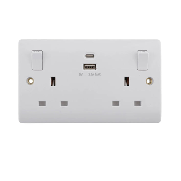 Twin Switch Socket with Type C + USB