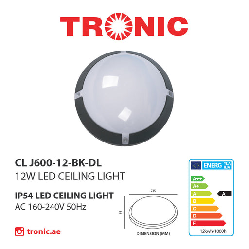 Round Black LED Bulkhead 12 Watts - Tronic Tanzania