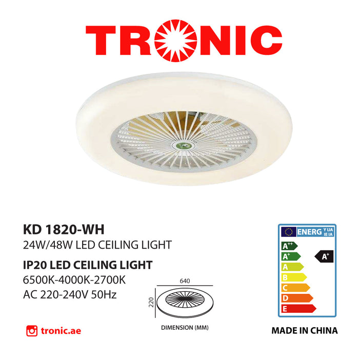 Ceiling 3 Colour Changeable (3 Shades) Light with Fan - Tronic Tanzania