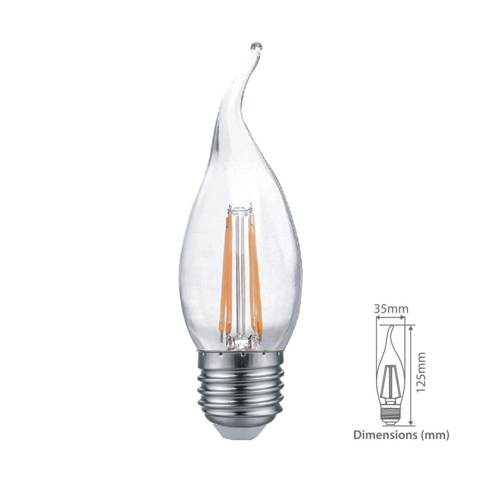 4 Watts Filament Candle Tail LED E27 (Screw) Bulb - Tronic Tanzania