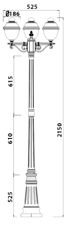 Ornamental 3 Headed Bollard Light - Tronic Tanzania