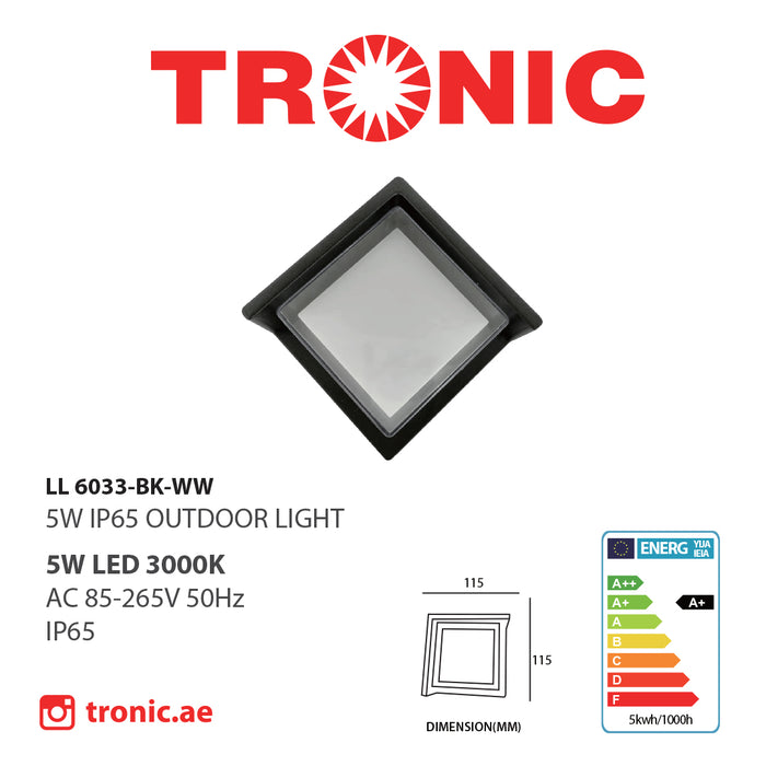 Black LED Wall Light Square