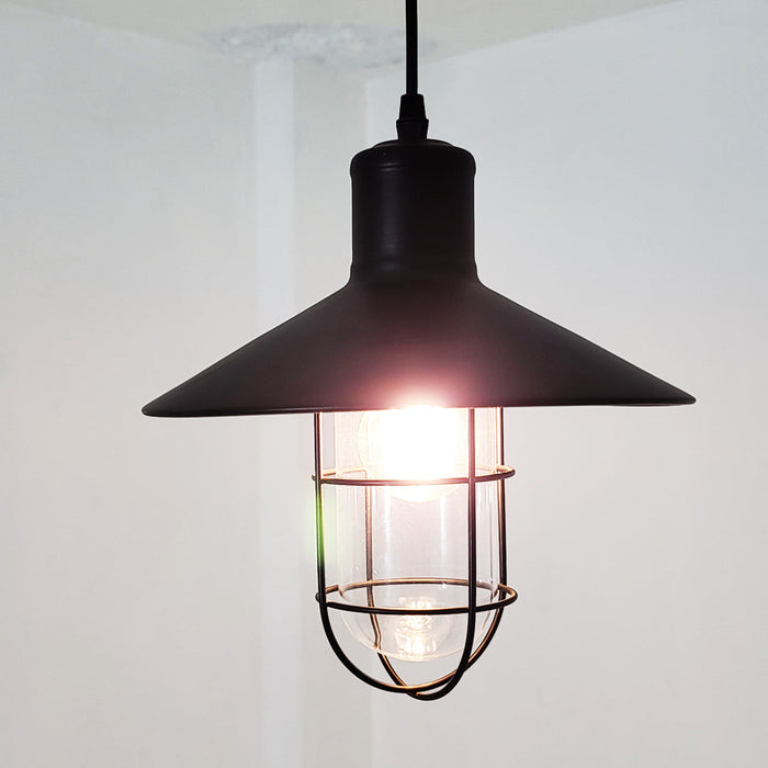 Black Vintage Pendant Glass Cage Light - Tronic Tanzania