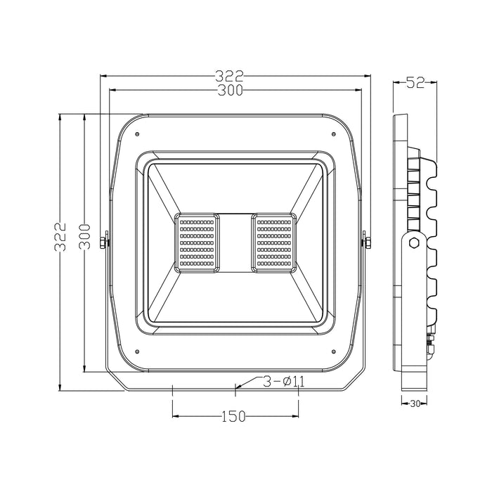 Grey LED Floodlight 100 Watts - Tronic Tanzania