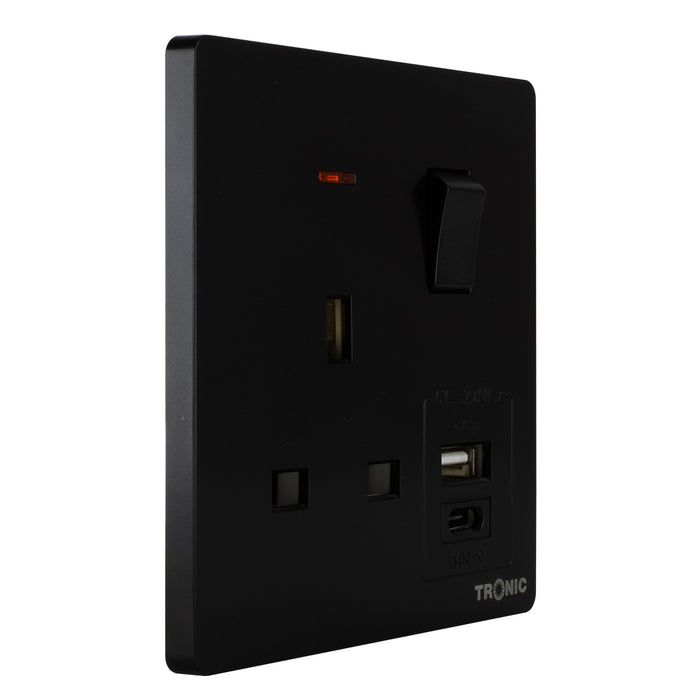 Single Switch Socket with USB + Type C