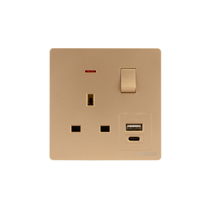 Single Switch Socket with USB + Type C