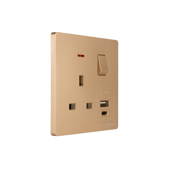 Single Switch Socket with USB + Type C