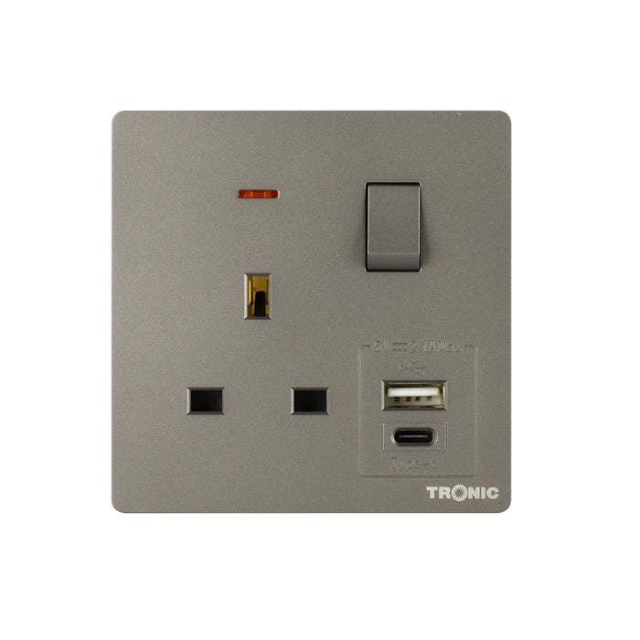 Single Switch Socket with USB + Type C