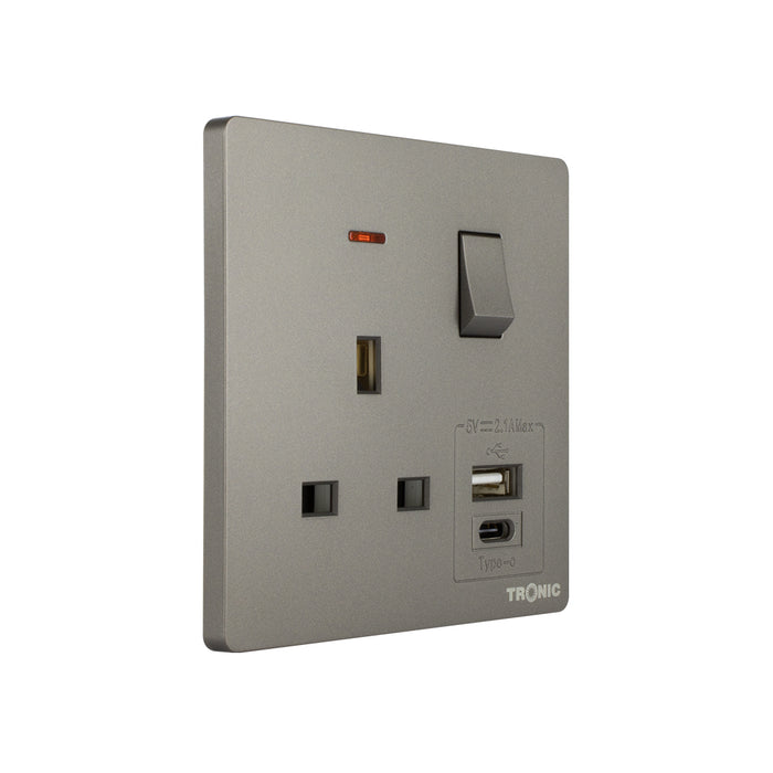 Single Switch Socket with USB + Type C