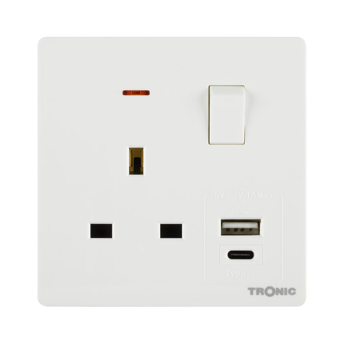 Single Switch Socket with USB + Type C