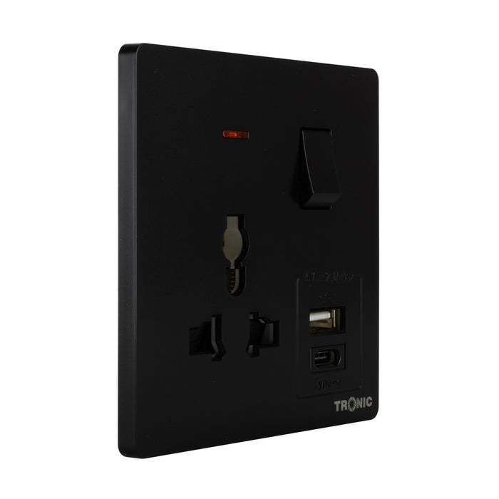 Universal Single Switch Socket with USB + Type C