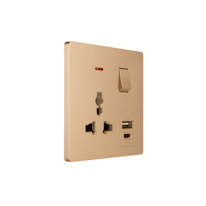 Universal Single Switch Socket with USB + Type C