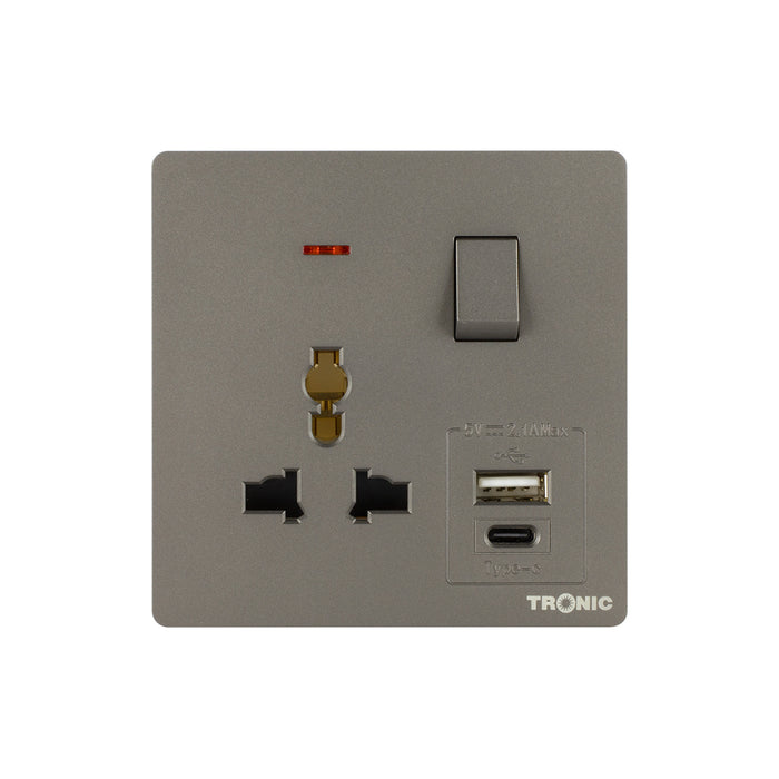 Universal Single Switch Socket with USB + Type C