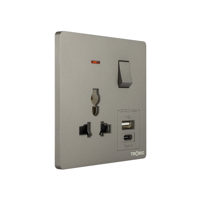 Universal Single Switch Socket with USB + Type C