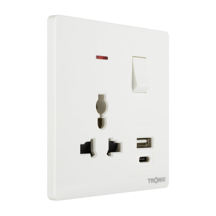 Universal Single Switch Socket with USB + Type C