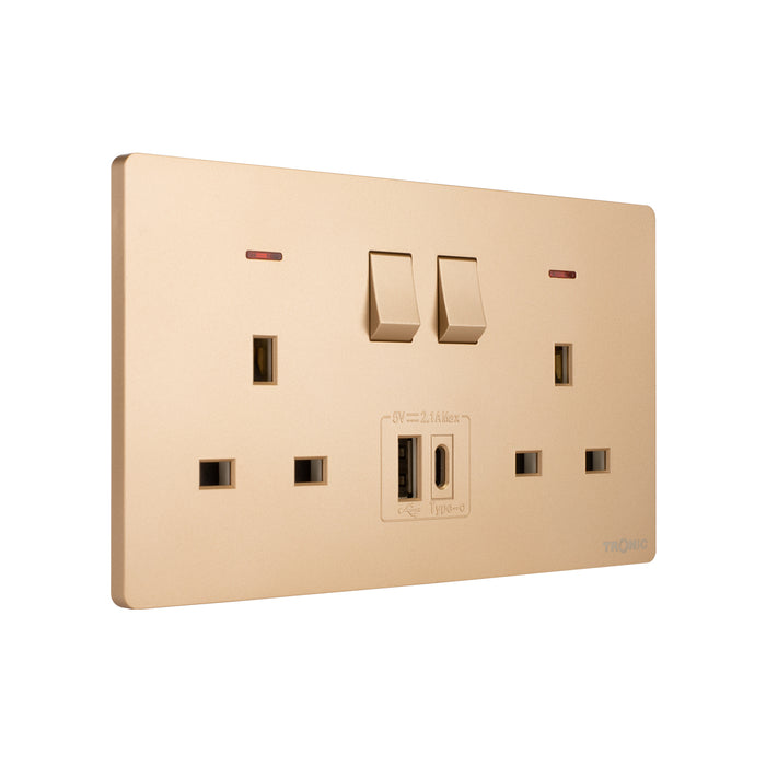 Twin Switch Socket with USB + Type C