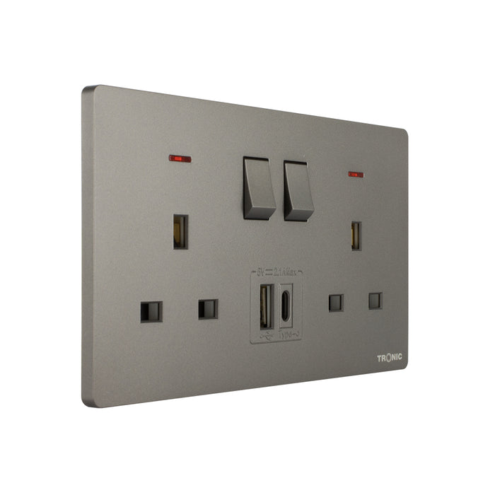 Twin Switch Socket with USB + Type C