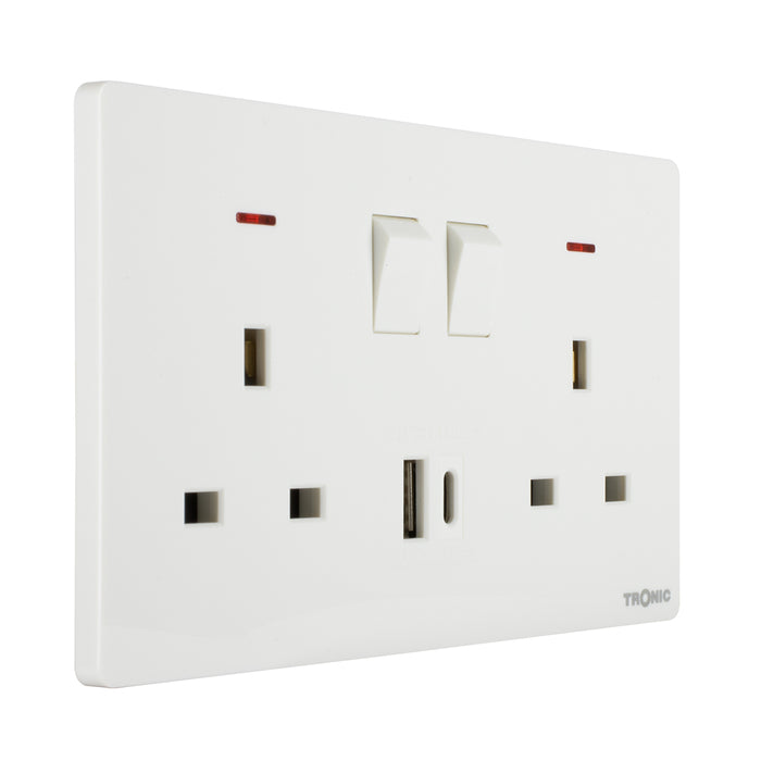 Twin Switch Socket with USB + Type C